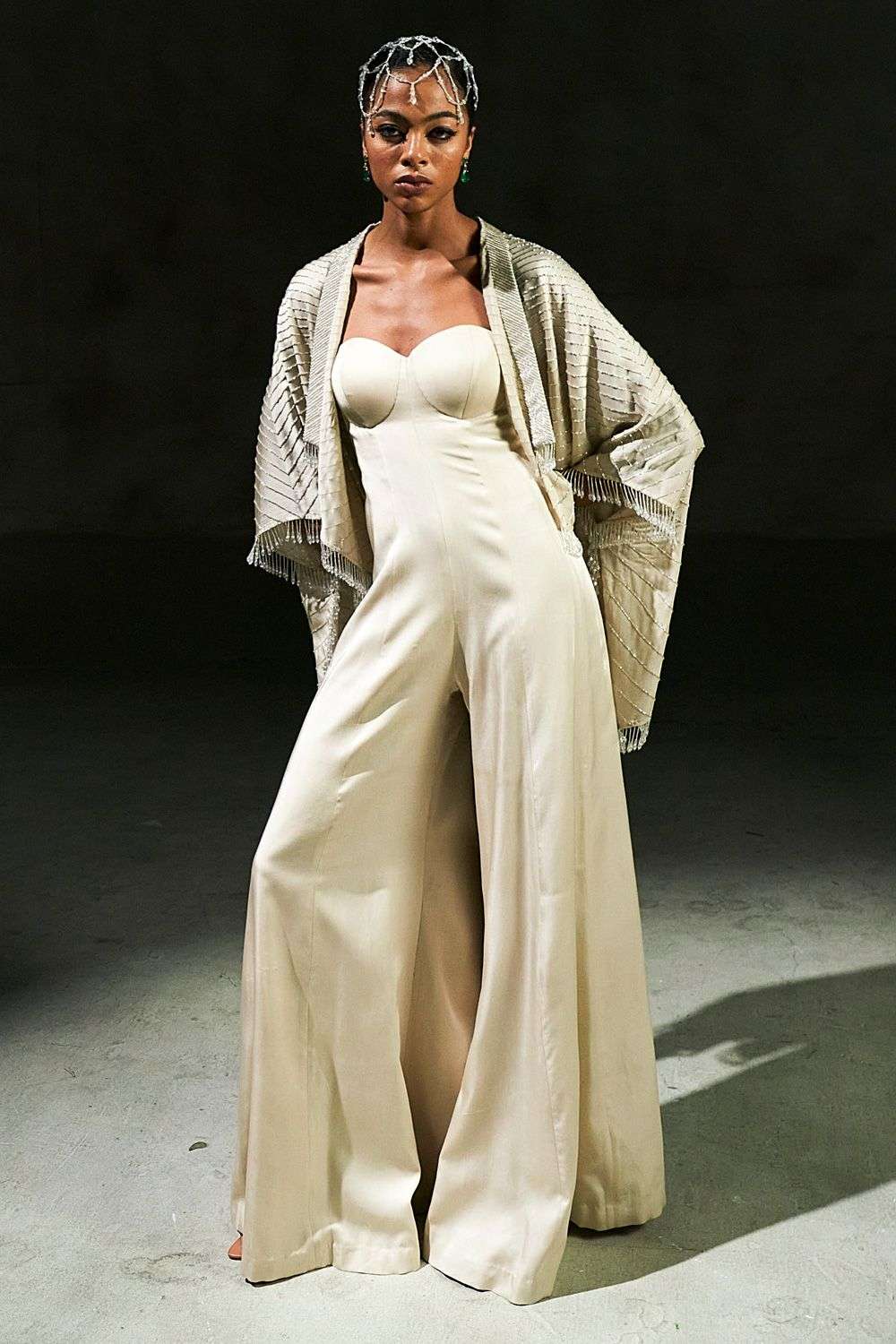 Buy Aggunj Soft Ivory Pure Bemberg Satin Jumpsuits