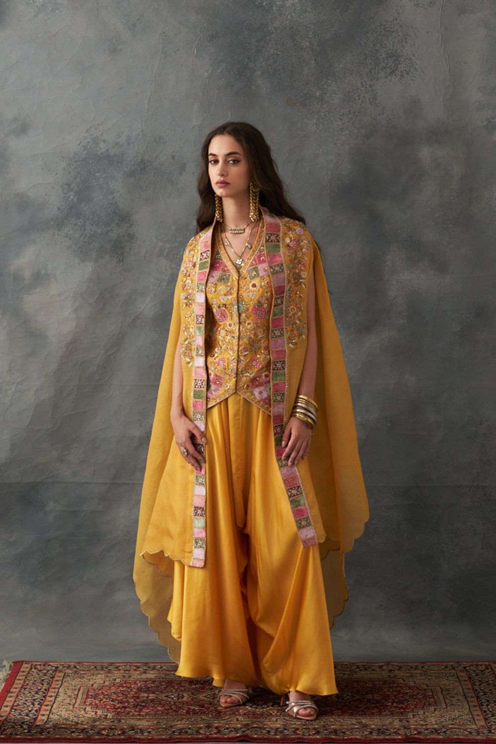 Buy Petticoat Lane by Divya Soft Yellow chanderi,satin & organza