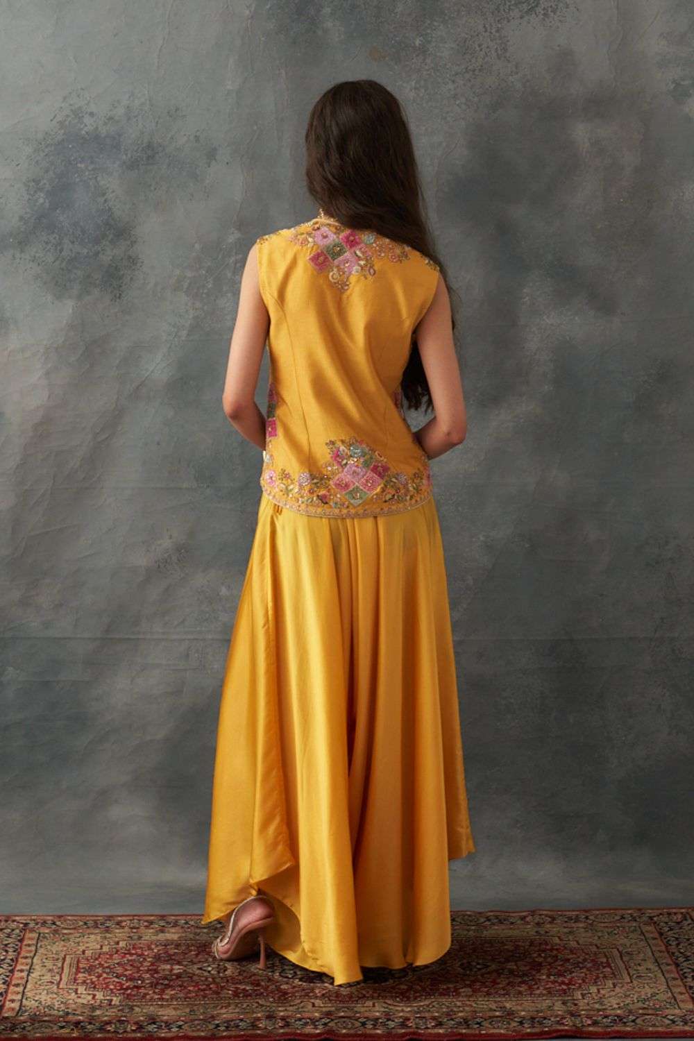 Buy Petticoat Lane by Divya Soft Yellow chanderi,satin & organza