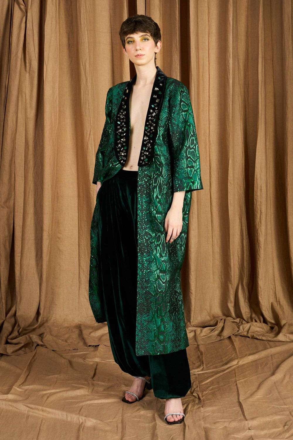 Buy Rara Avis Soft Green Silk Velvet Bottoms