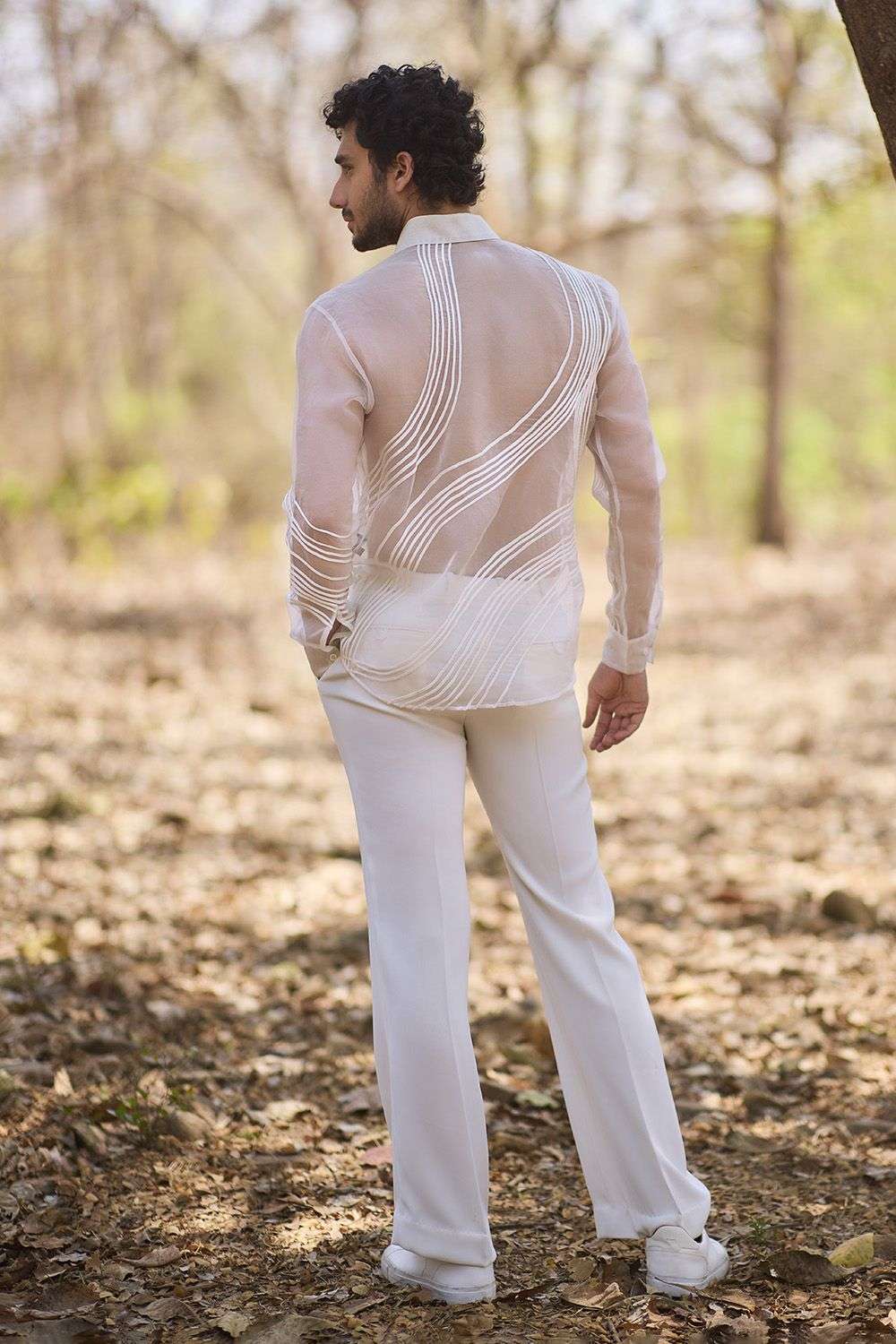 Buy Nirmooha Men Soft White Organza Shirts