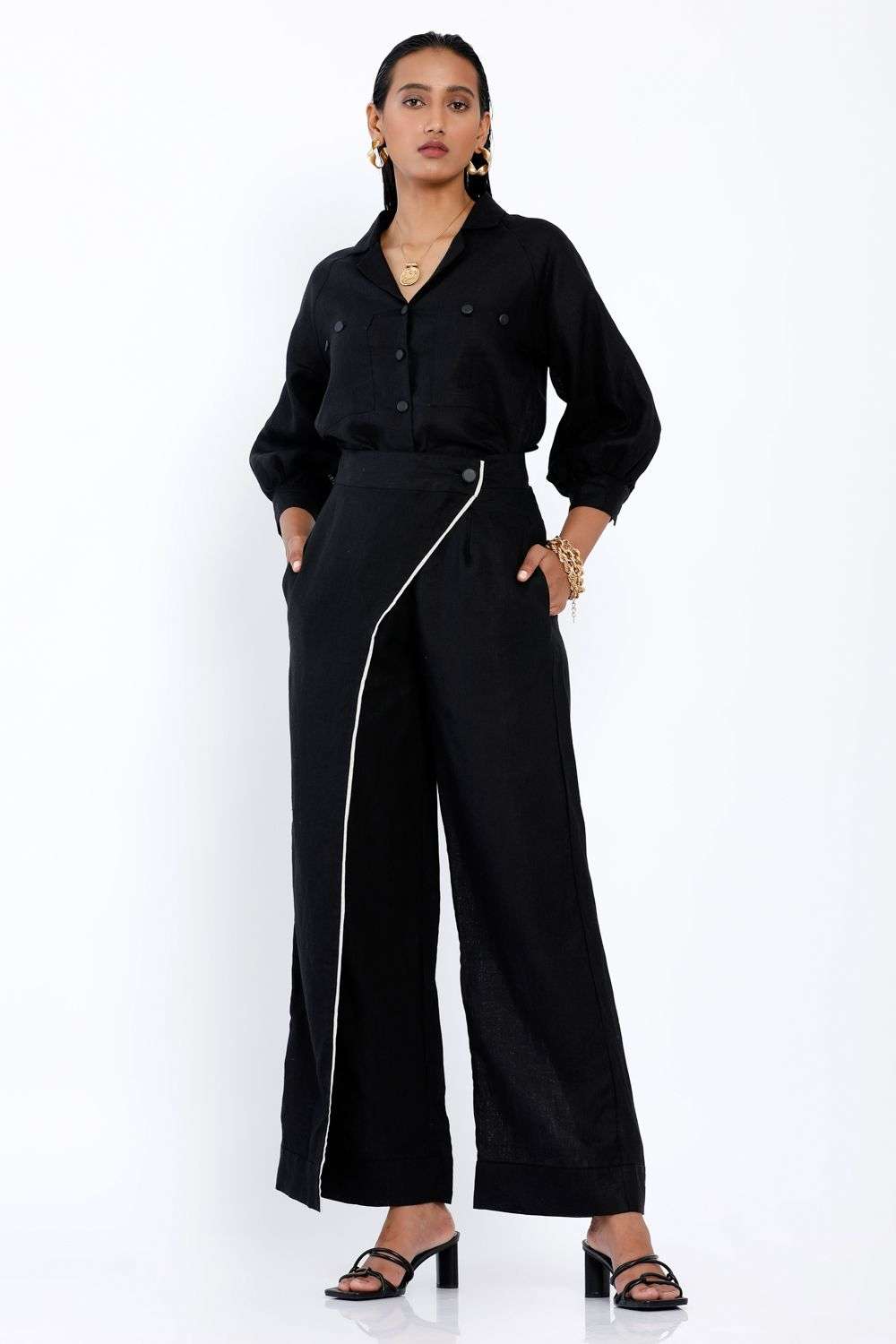 Buy SNOB Soft Black 100% Linen Coordinate Sets