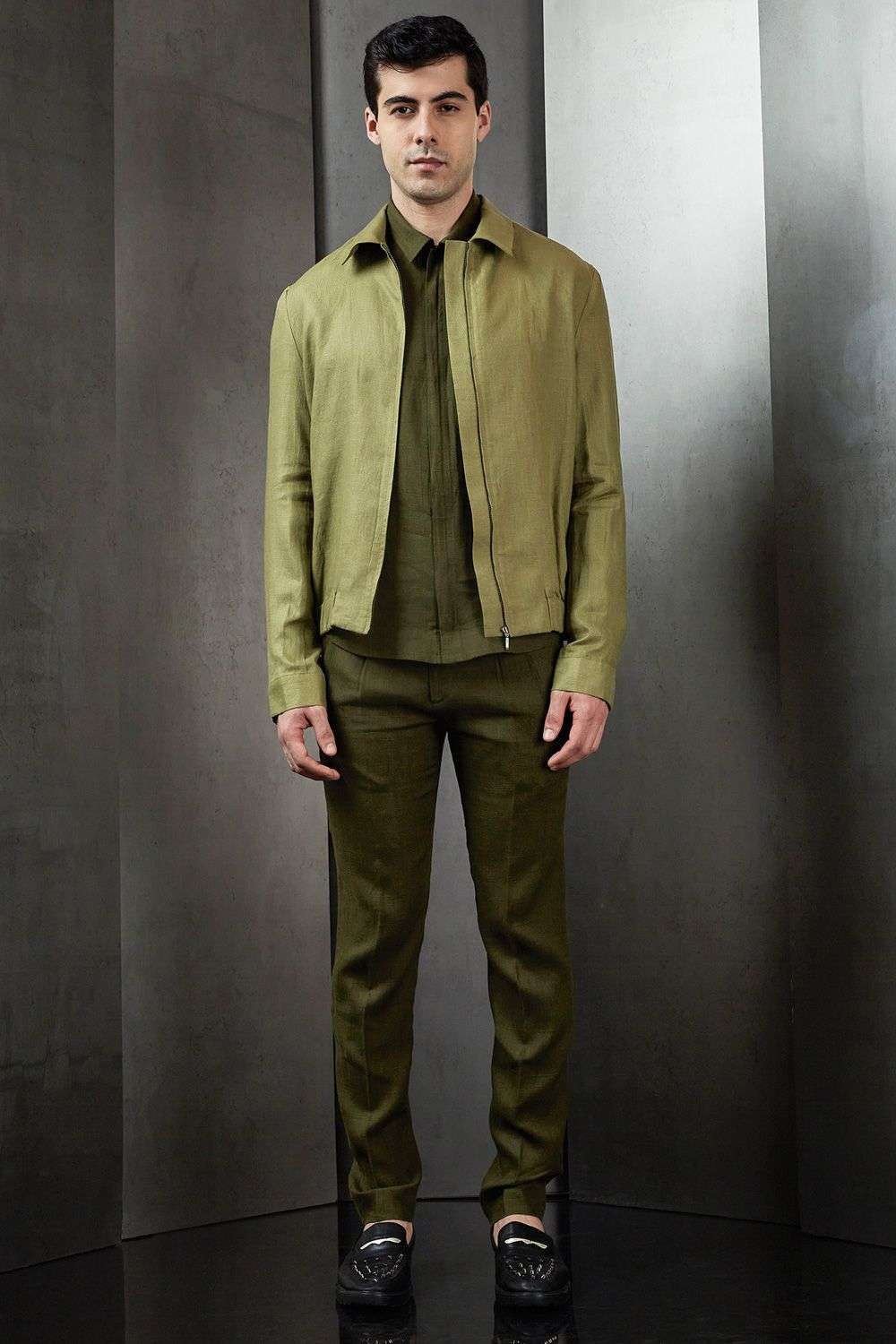 Buy Rohit Gandhi Rahul Khanna Men Soft Green Linen Outer Wear