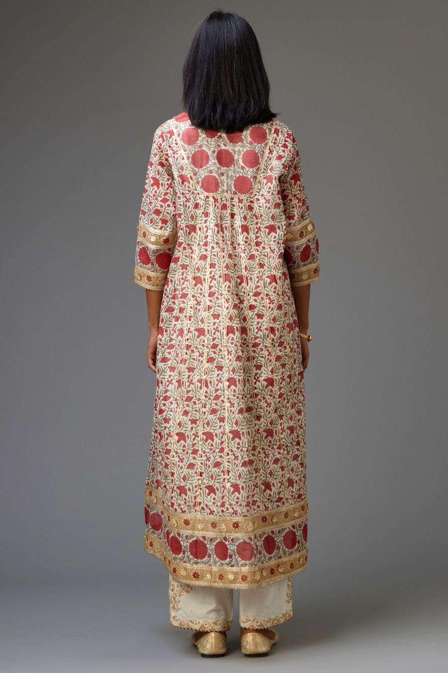 Buy KORA Soft White Kurta: Silk Chanderi Slip-Cotton Pants-Cotton