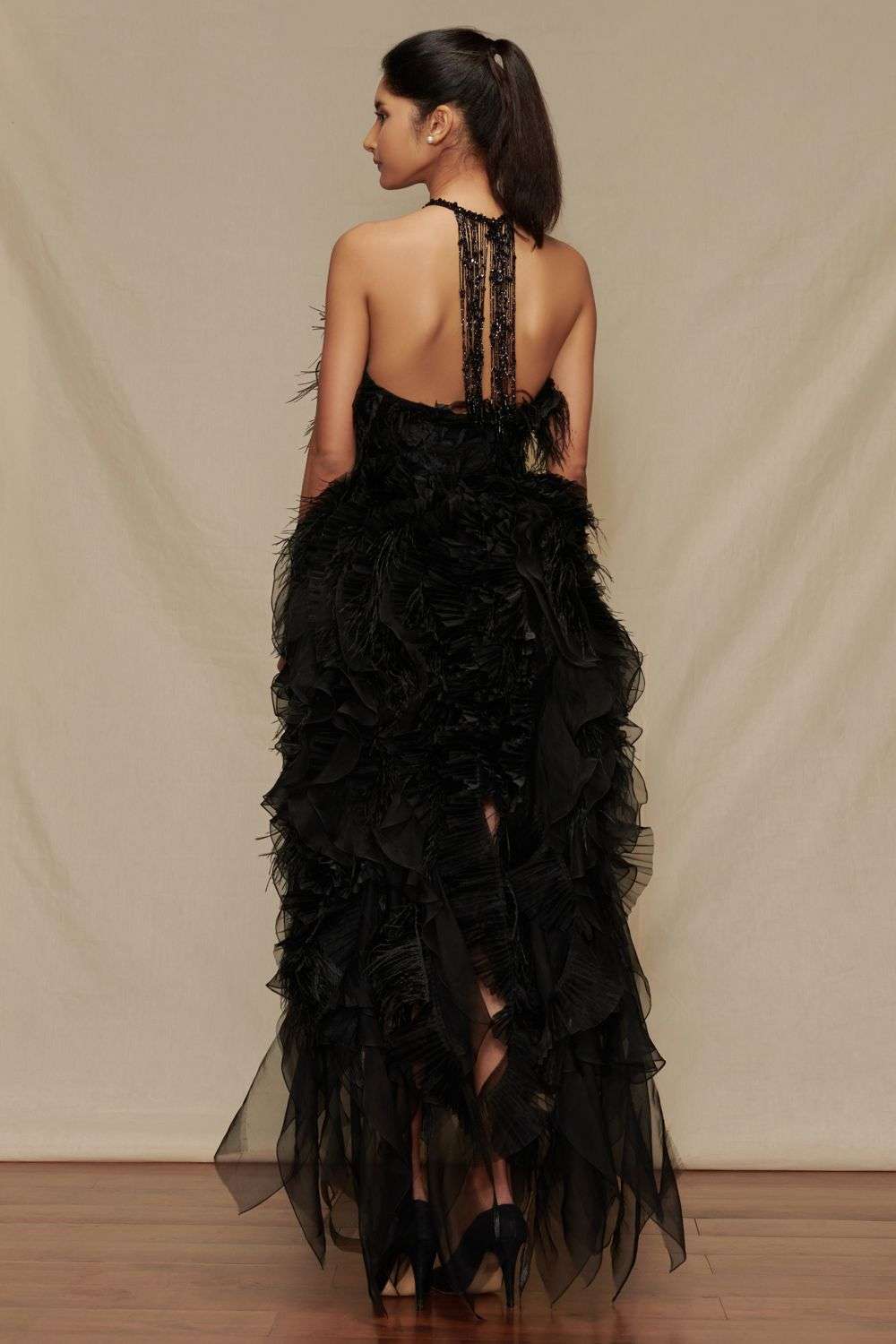 【新品タグ付き】Acka. sheer shoulder dress 黒 S Buy Black Notch Collar Belted Bodycon Dress Online At Best