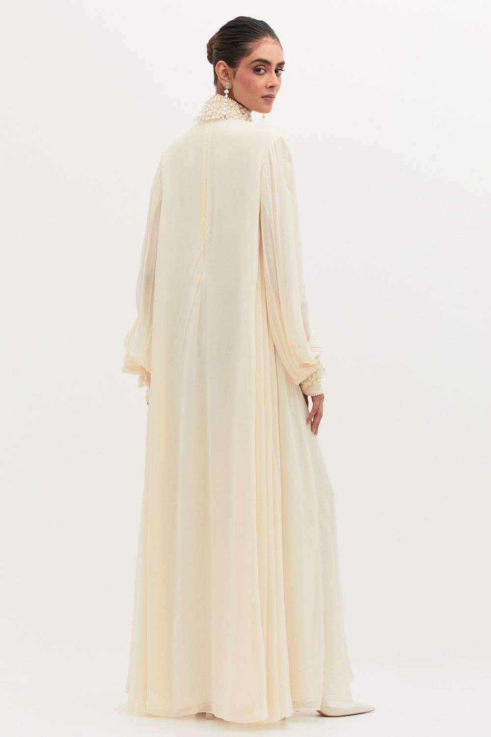 スーツ・フォーマル・ドレス Pavet PearlEarring (Elizabeth Bower) Buy Mala and Kinnary Soft Ivory Georgette Pearls Dresses