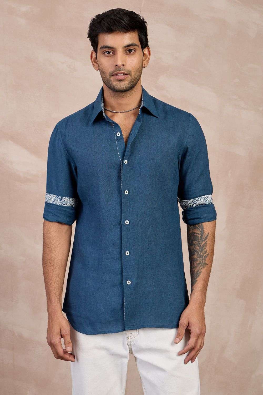 アパルトモン定番LINEN SHIRTSブルー Dash and Dot - LINEN COLOUR BLOCK SHIRT | Online Store – dash and dot