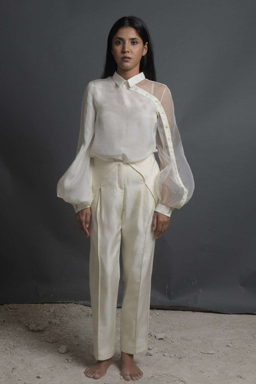 Buy Ahmev Soft Ivory 100% Habotai silk, silk organza, silk brocade  