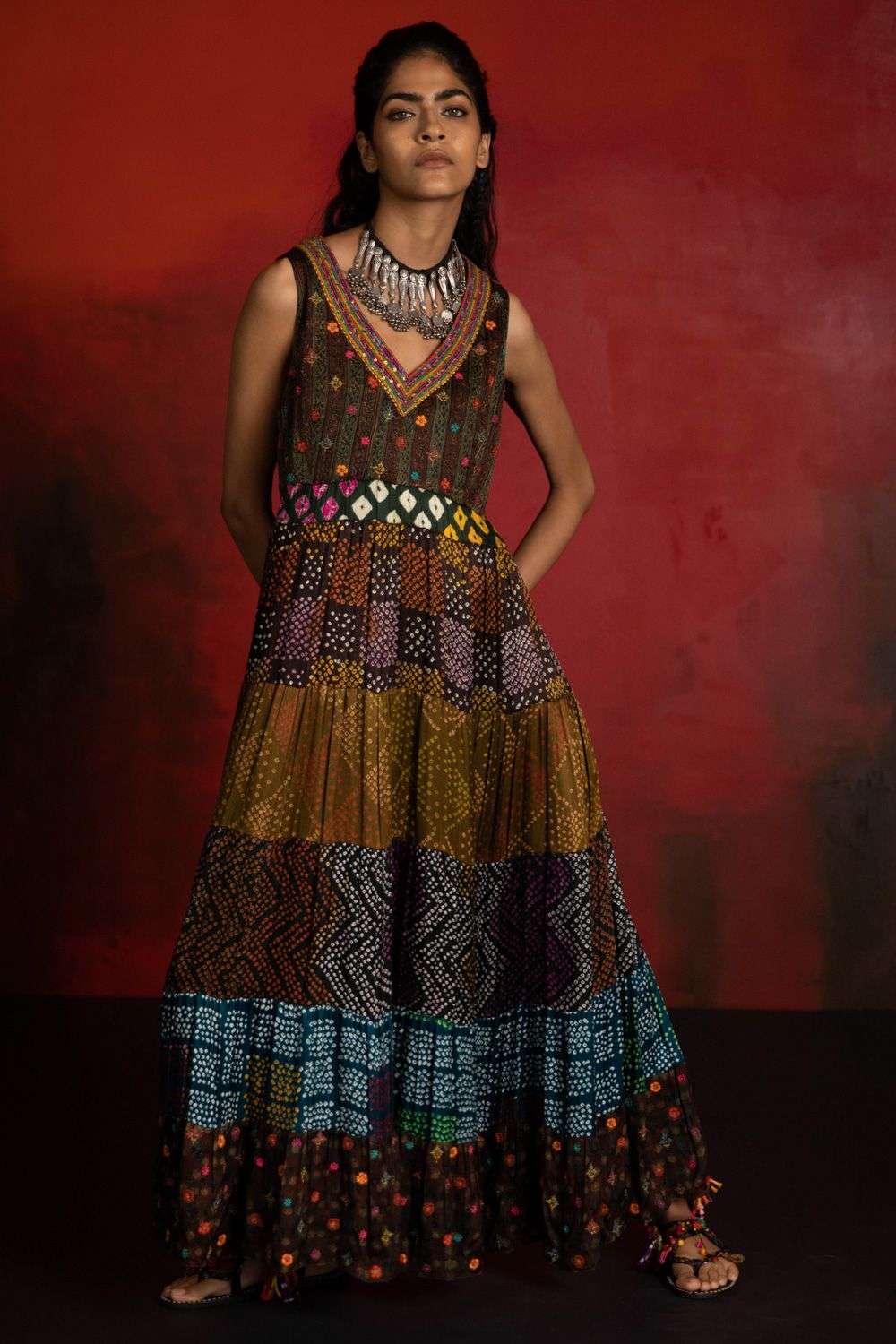Buy Sunira Designs Soft Brown Modal silk & gajji silk Leheriya