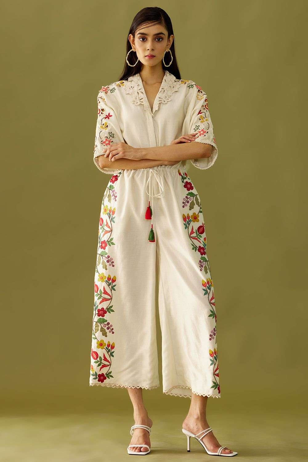 おはな【美品】Jancidium AMERI JUMPSUITS Buy Chandrima Soft Ivory Chanderi Jumpsuits