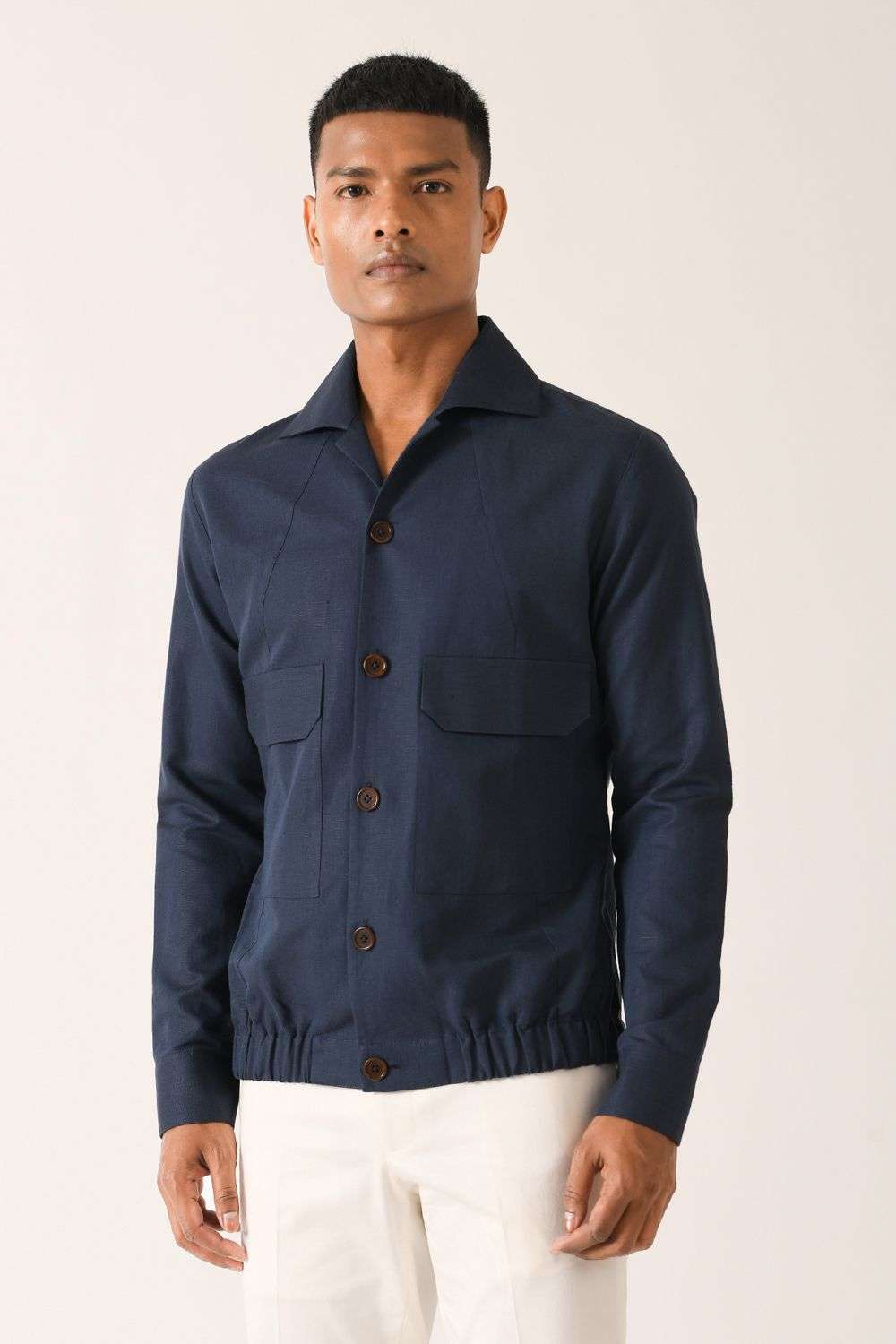 Buy Dhruv Vaish Soft Blue Cotton linen Shirts