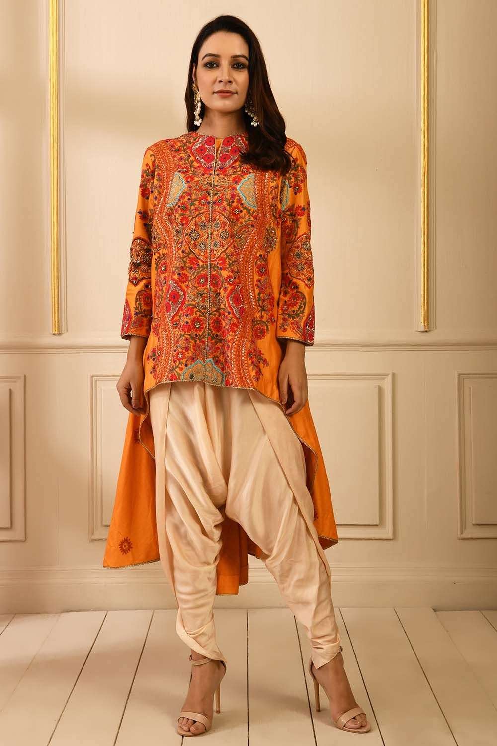 Buy Debyani Soft Jacket top-chanderi silk, draped dhoti pant-satin