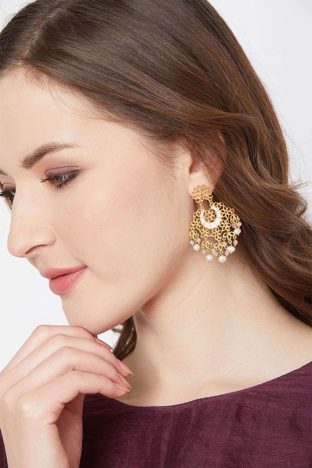 Pink moon drop earrings