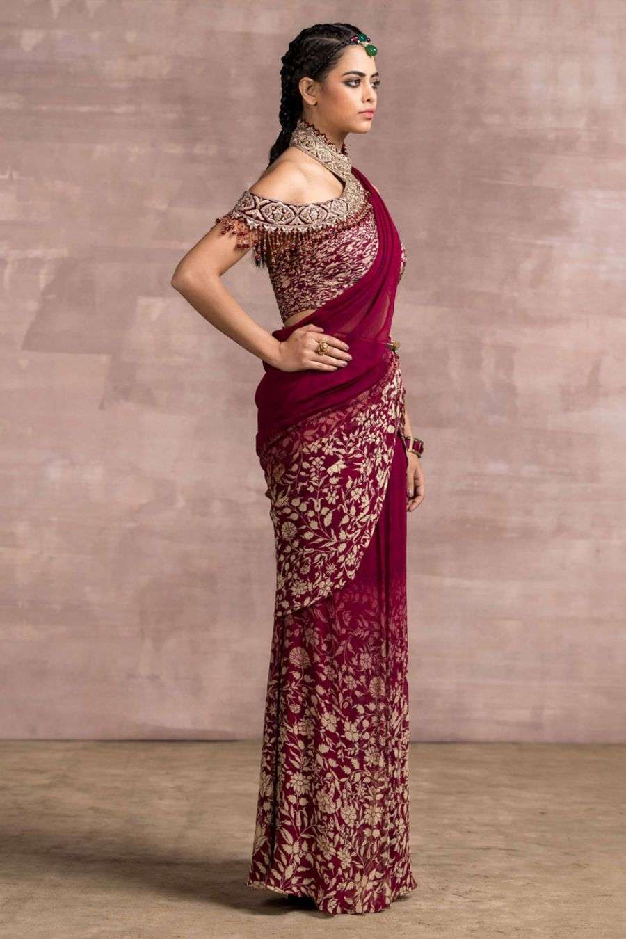 maroon chiffon blouse