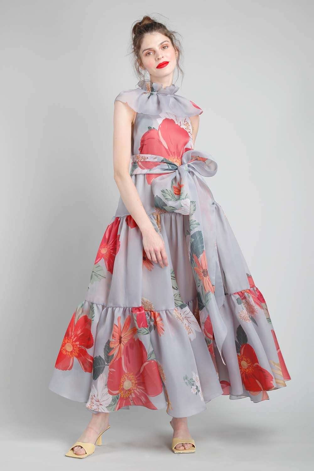 Trapeze peasant belted dress - Main Image