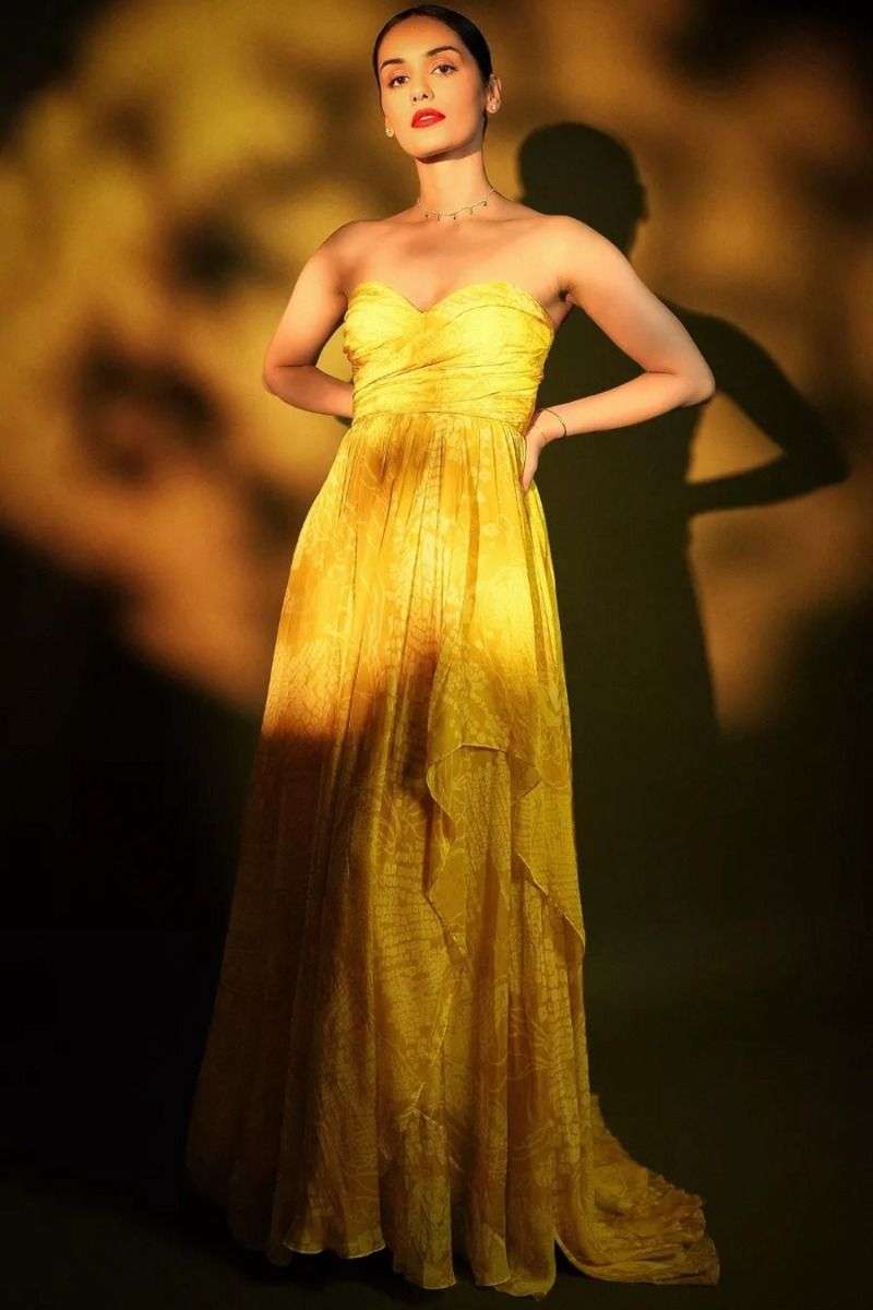 Buy Saaksha Kinni Soft Yellow Chiffon Dresses