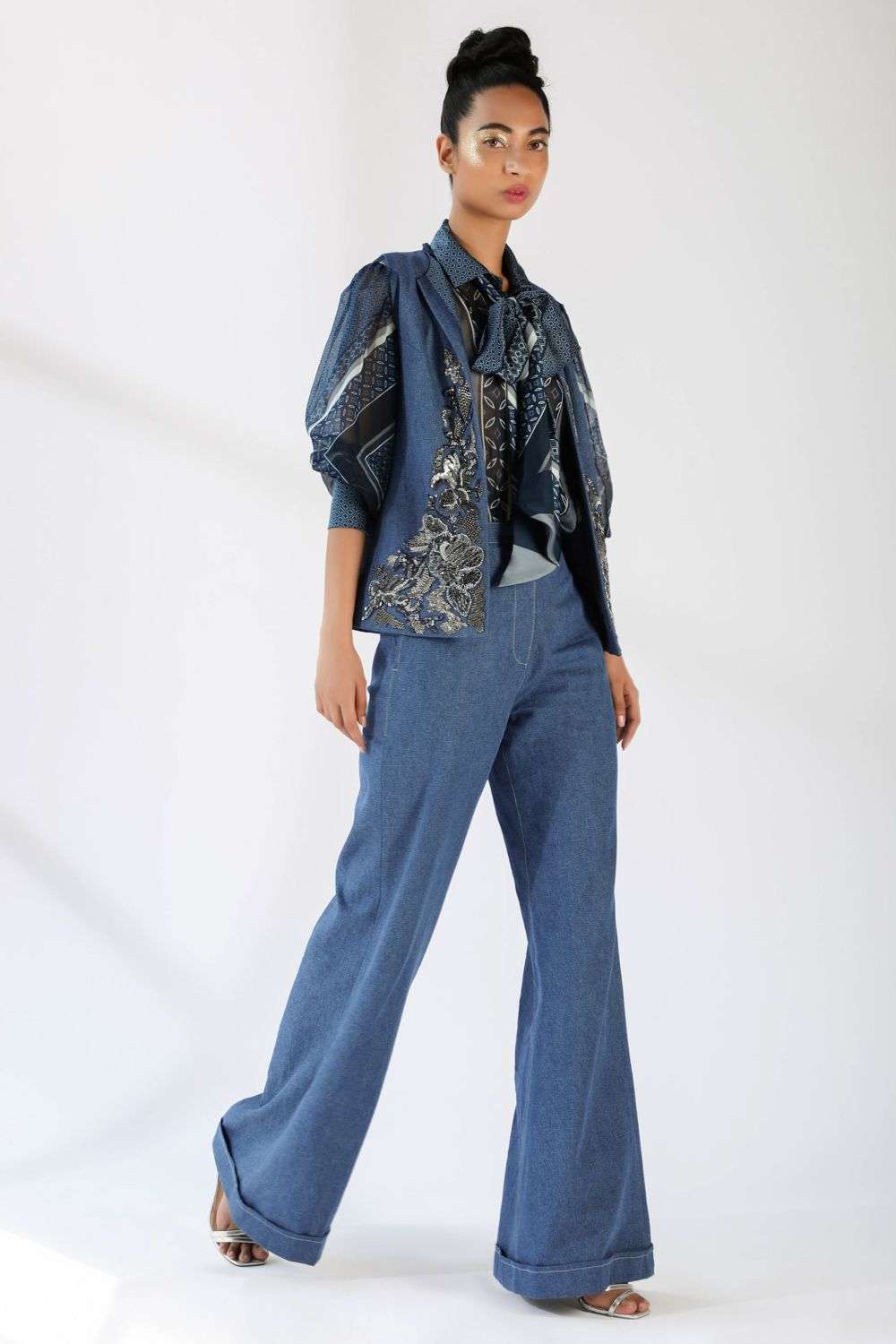 Buy Nikita Mhaisalkar Soft Blue Organic hemp denim Vintage pewter
