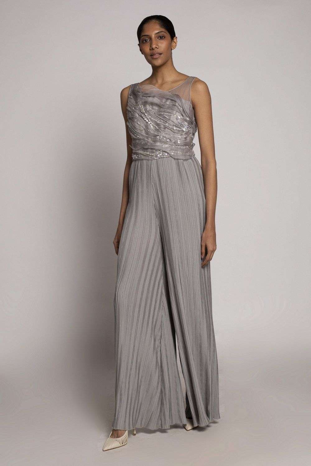 Buy Dilnaz Soft Grey Bodice - silk organza and net, lining - satin