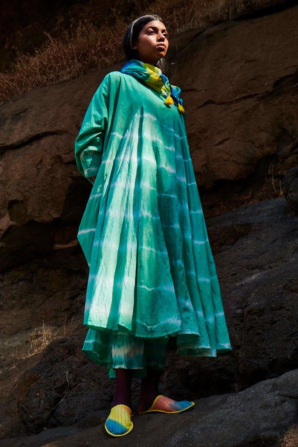 Buy Ka-Sha Soft Green Cotton Mul Scarves Stoles