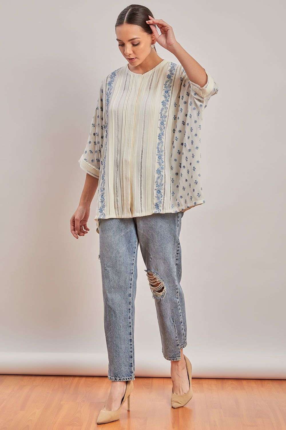Buy PATINE Soft Silk Georgette Chikankari Tops