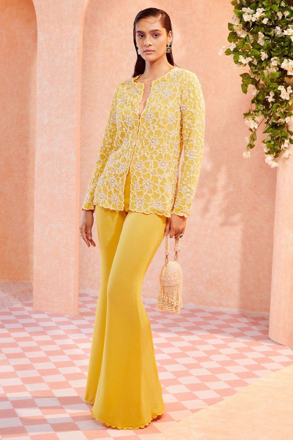 Buy Ridhi Mehra Soft Yellow Georgette Coordinate Sets