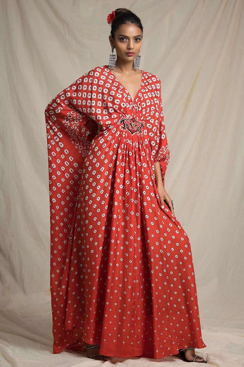 Buy Rajdeep Ranawat Soft Red Silk Kaftans