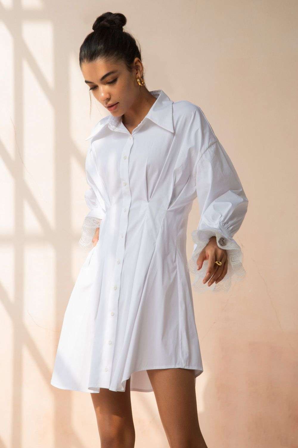 White Shirt Dress Short Sleeve Tiered | Ally Fashion
