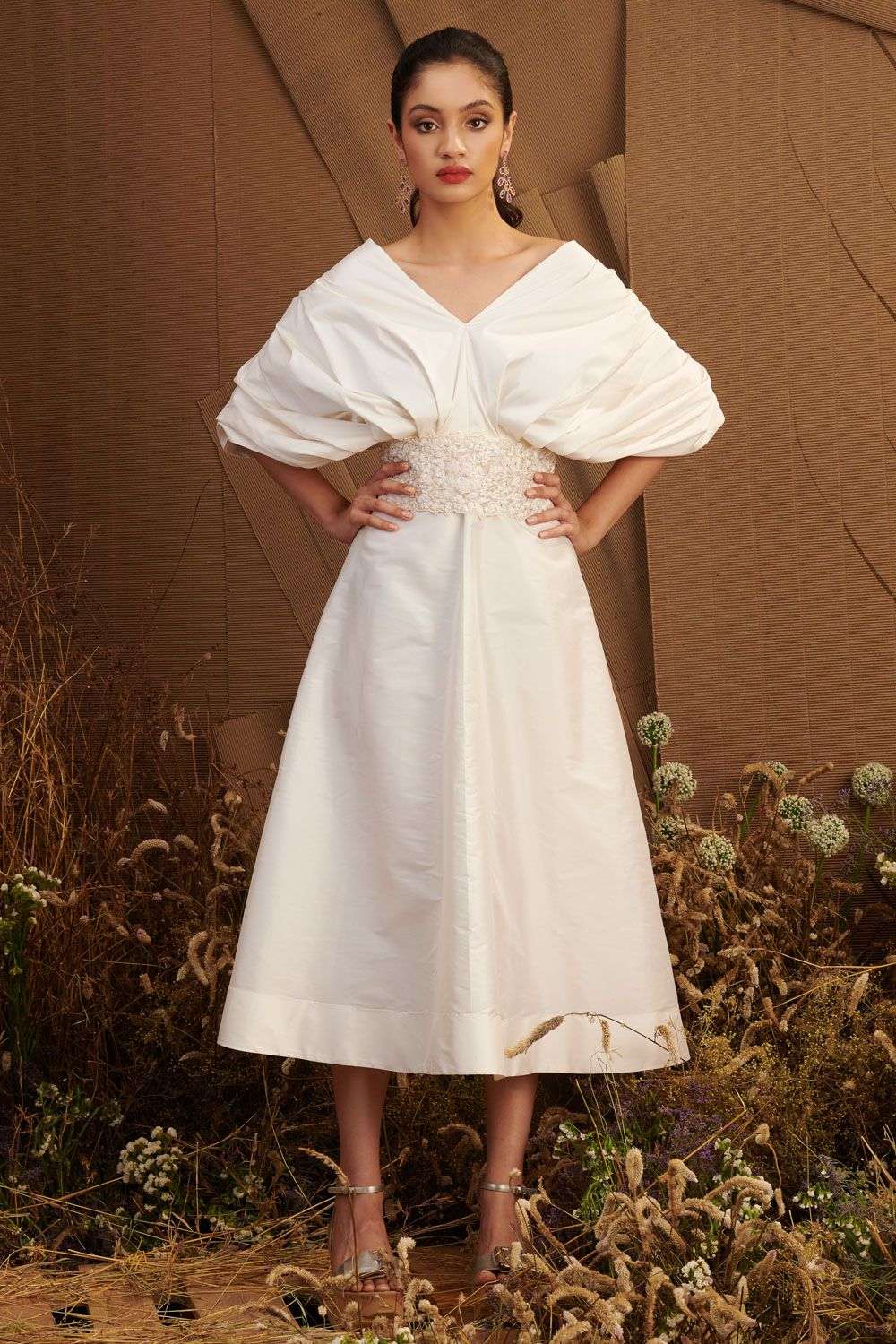 Buy Shriya Som Soft Ivory Taffeta Dresses