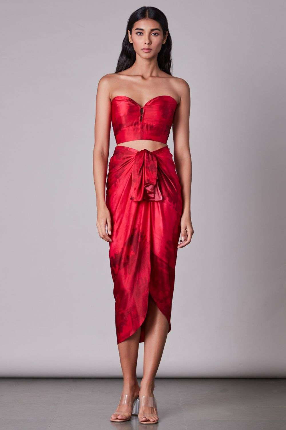 Satin skirt outfit designer online outlet