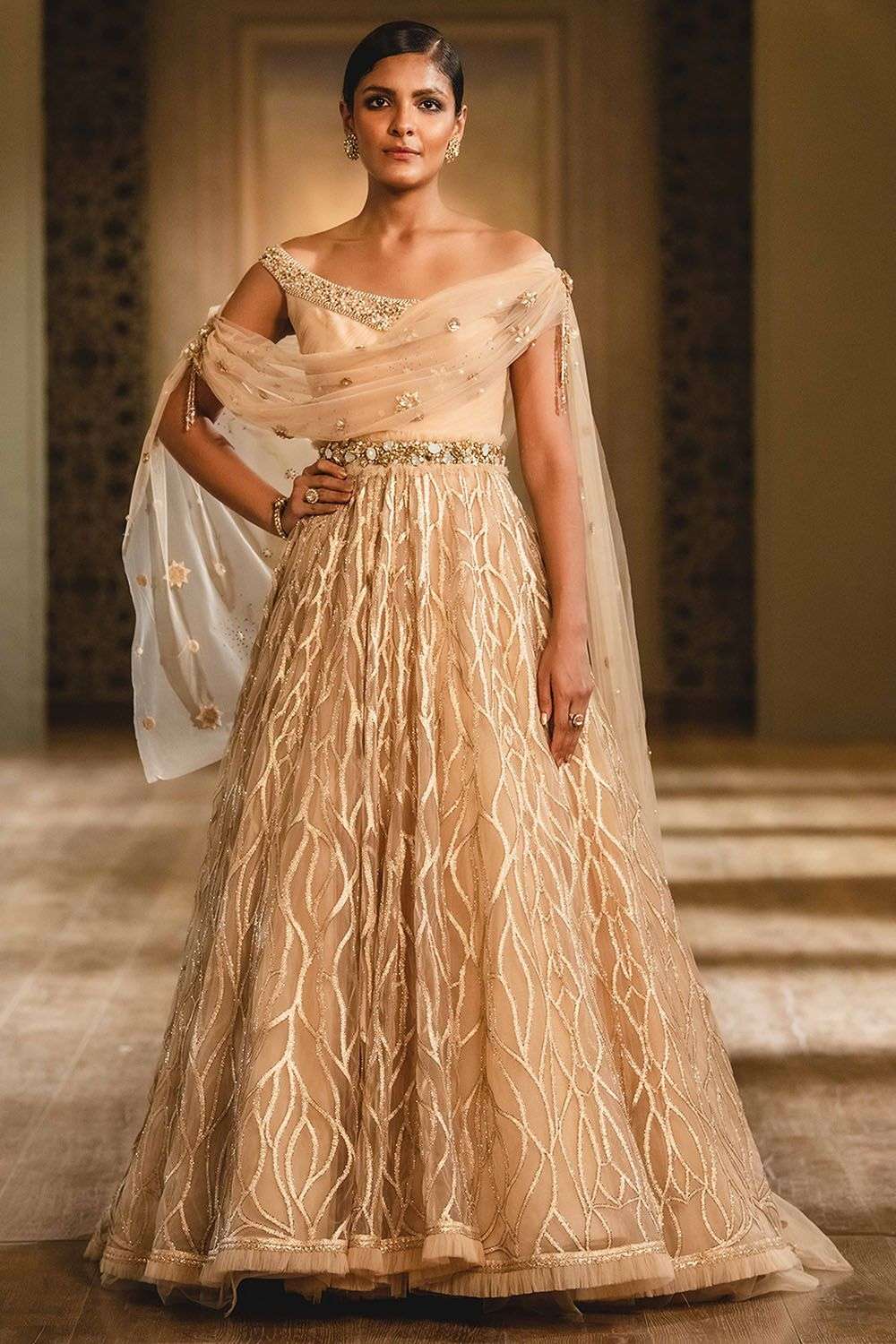 Off shoulder anarkali sales dress