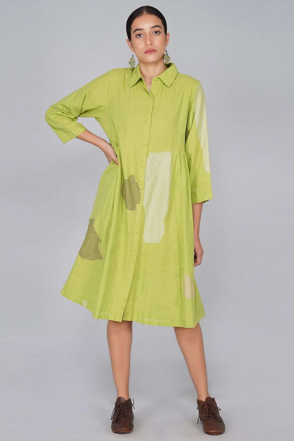 Lime button down shirt dress