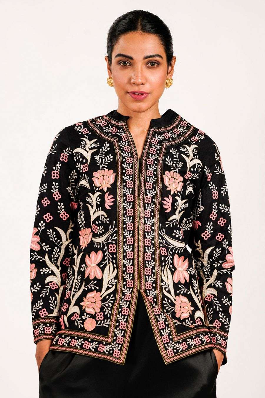 black embroidered jacket
