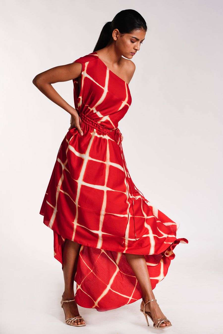 red tie dye dress