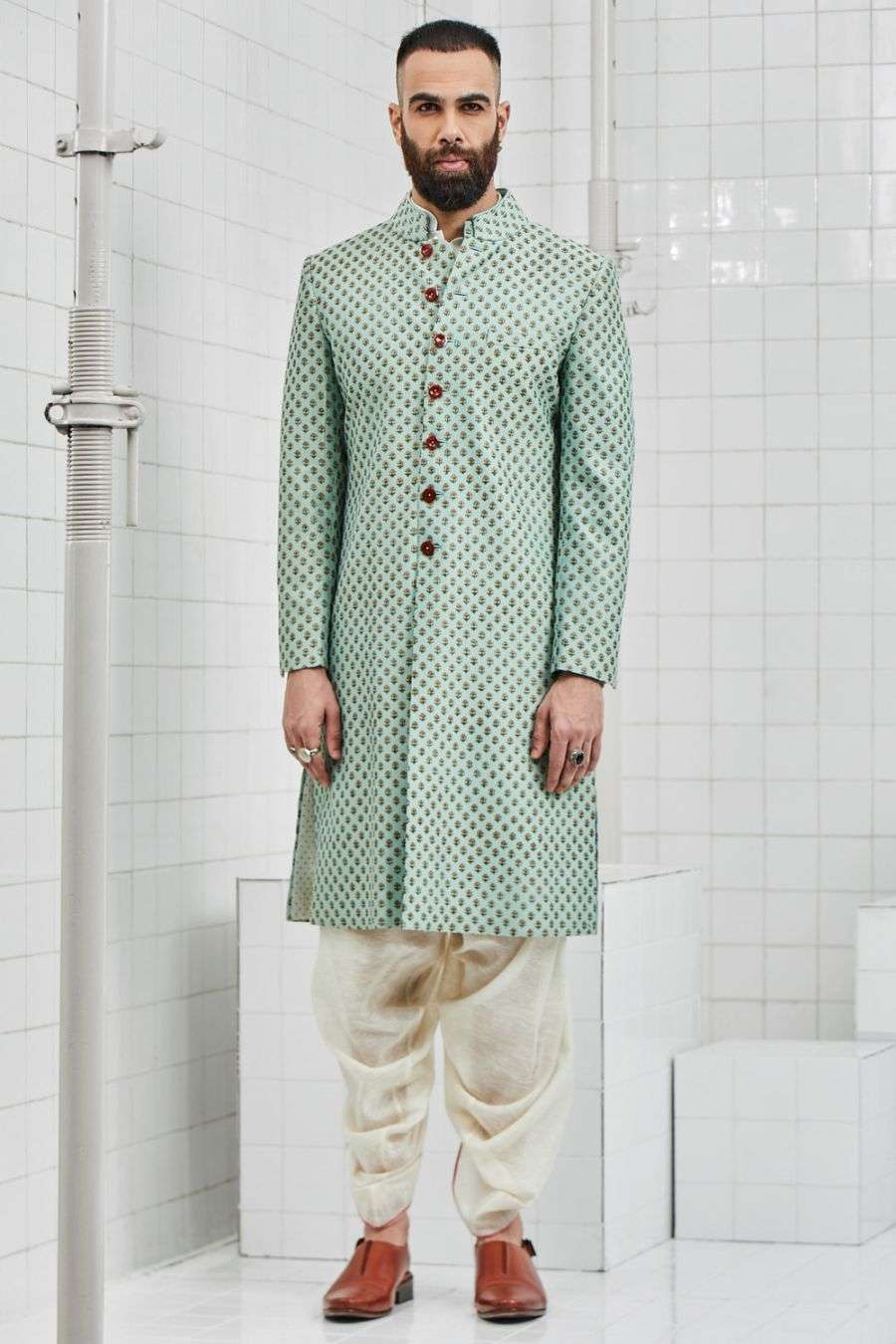 mint green sherwani