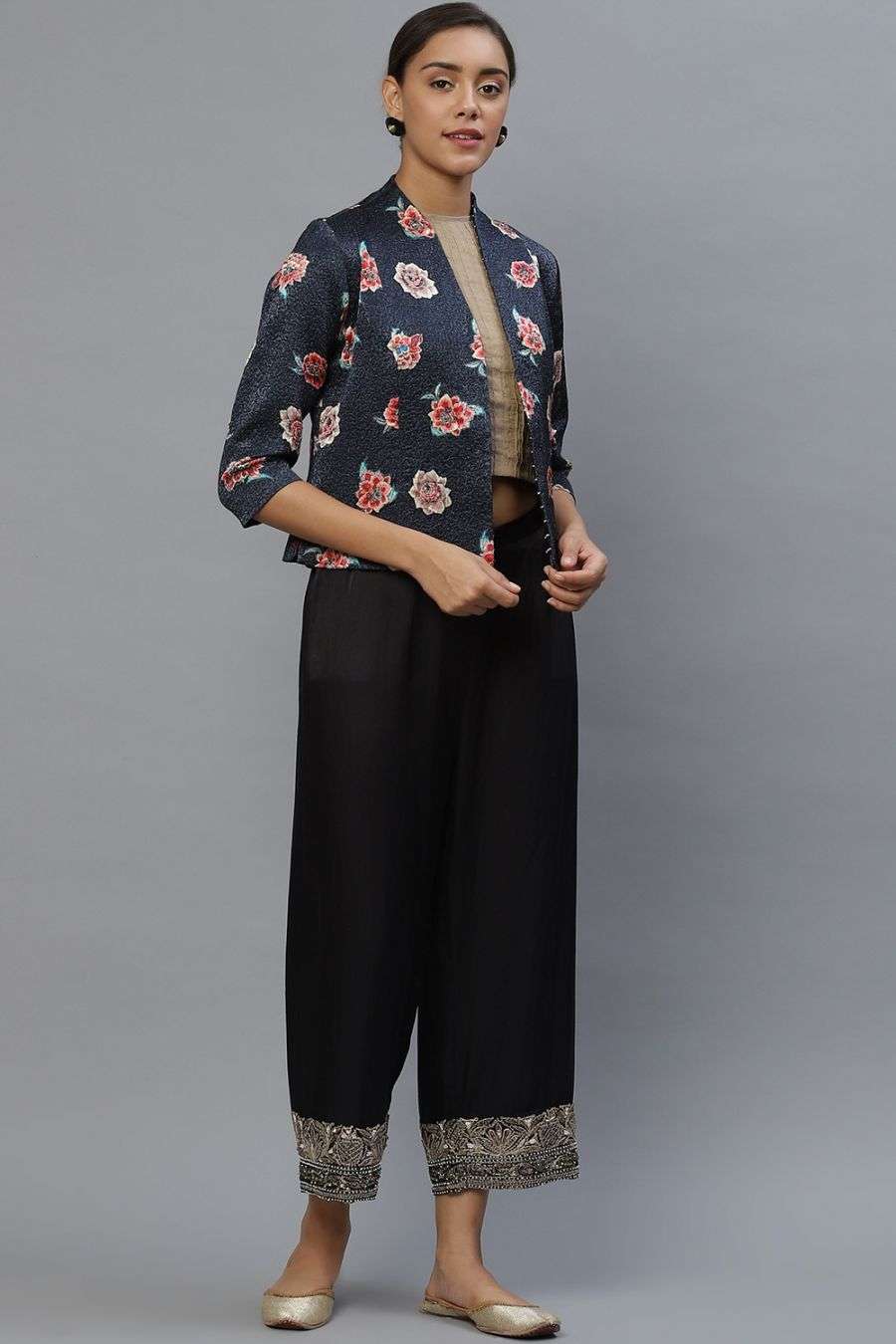 Buy Floral printed silk mushroo short 
