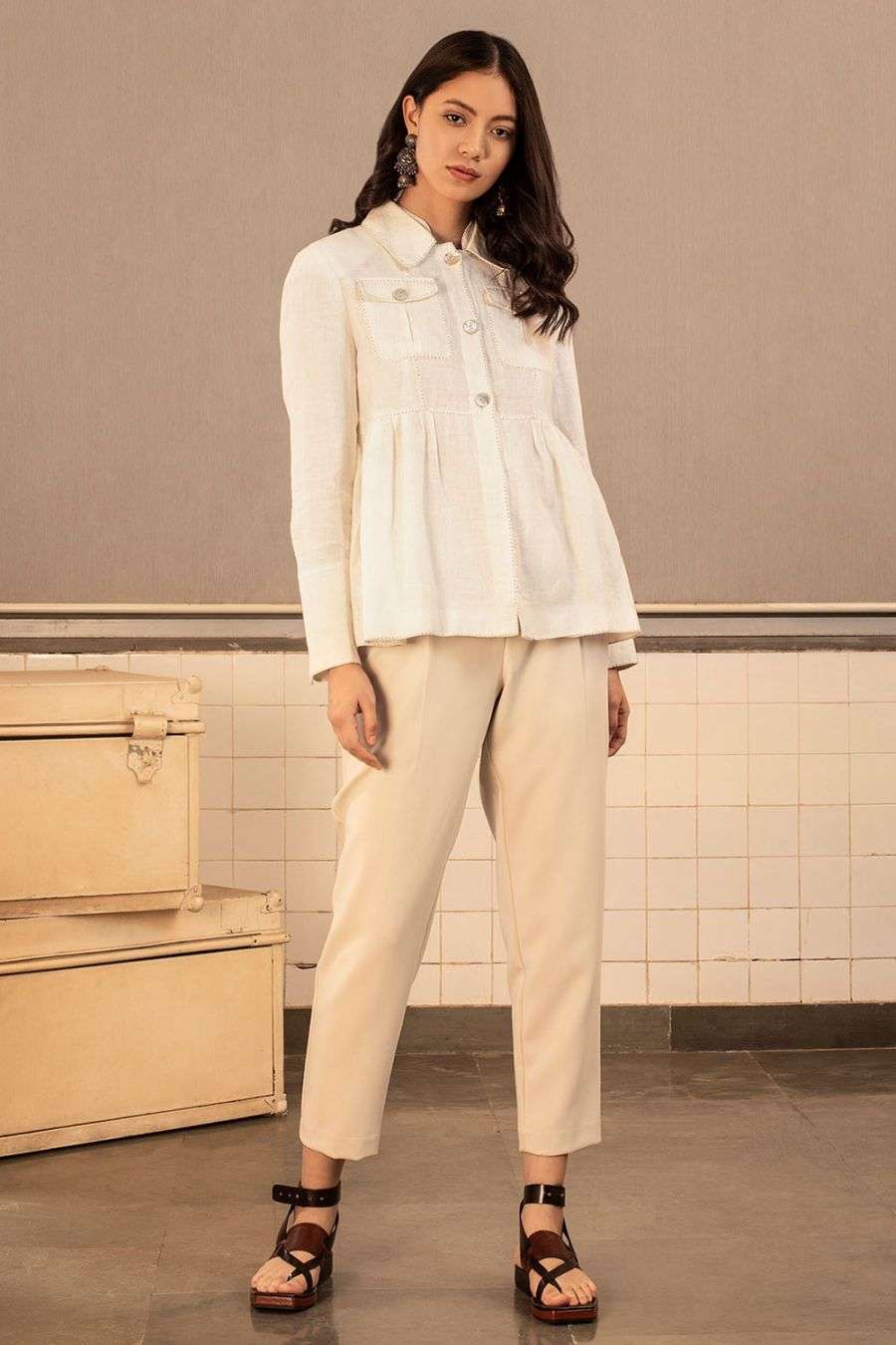 linen peplum jacket