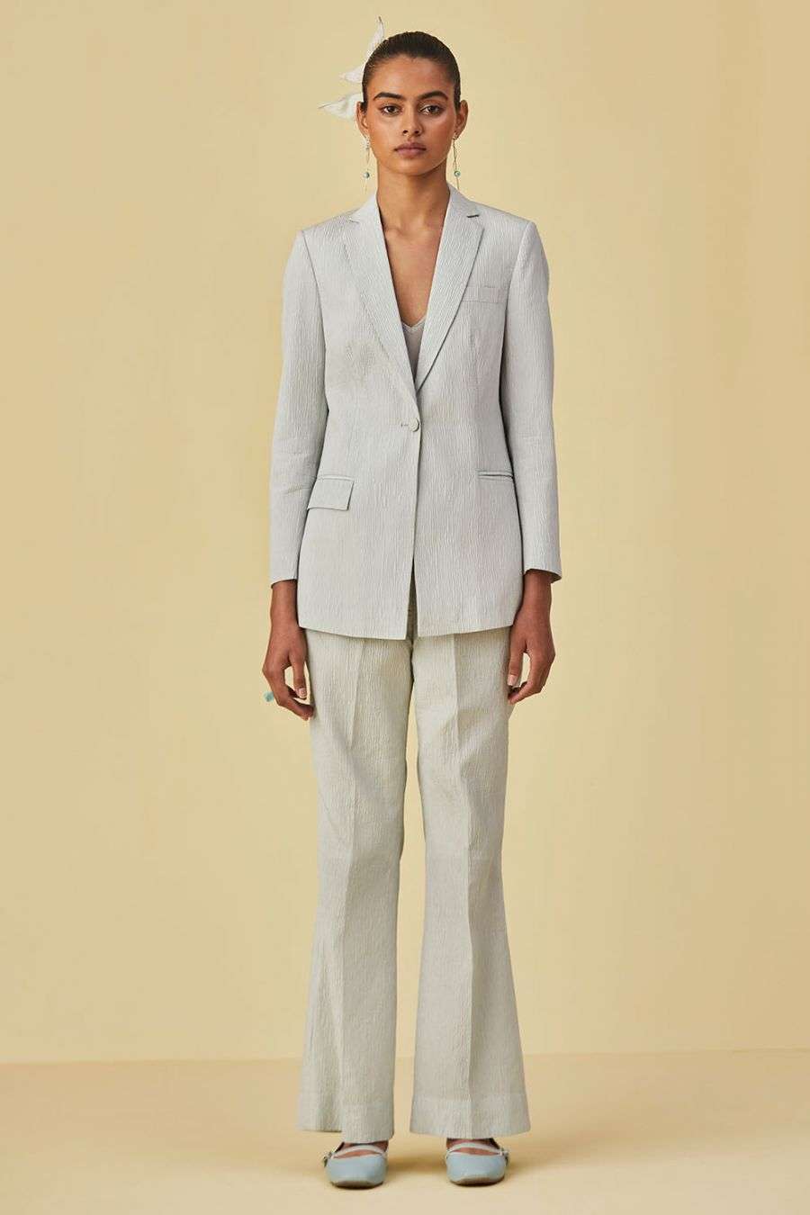 blue textured blazer