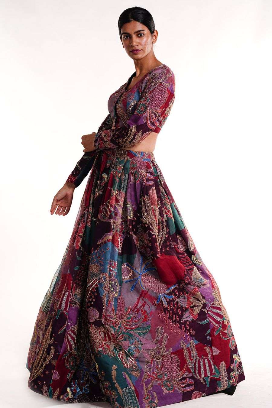 plum lehenga