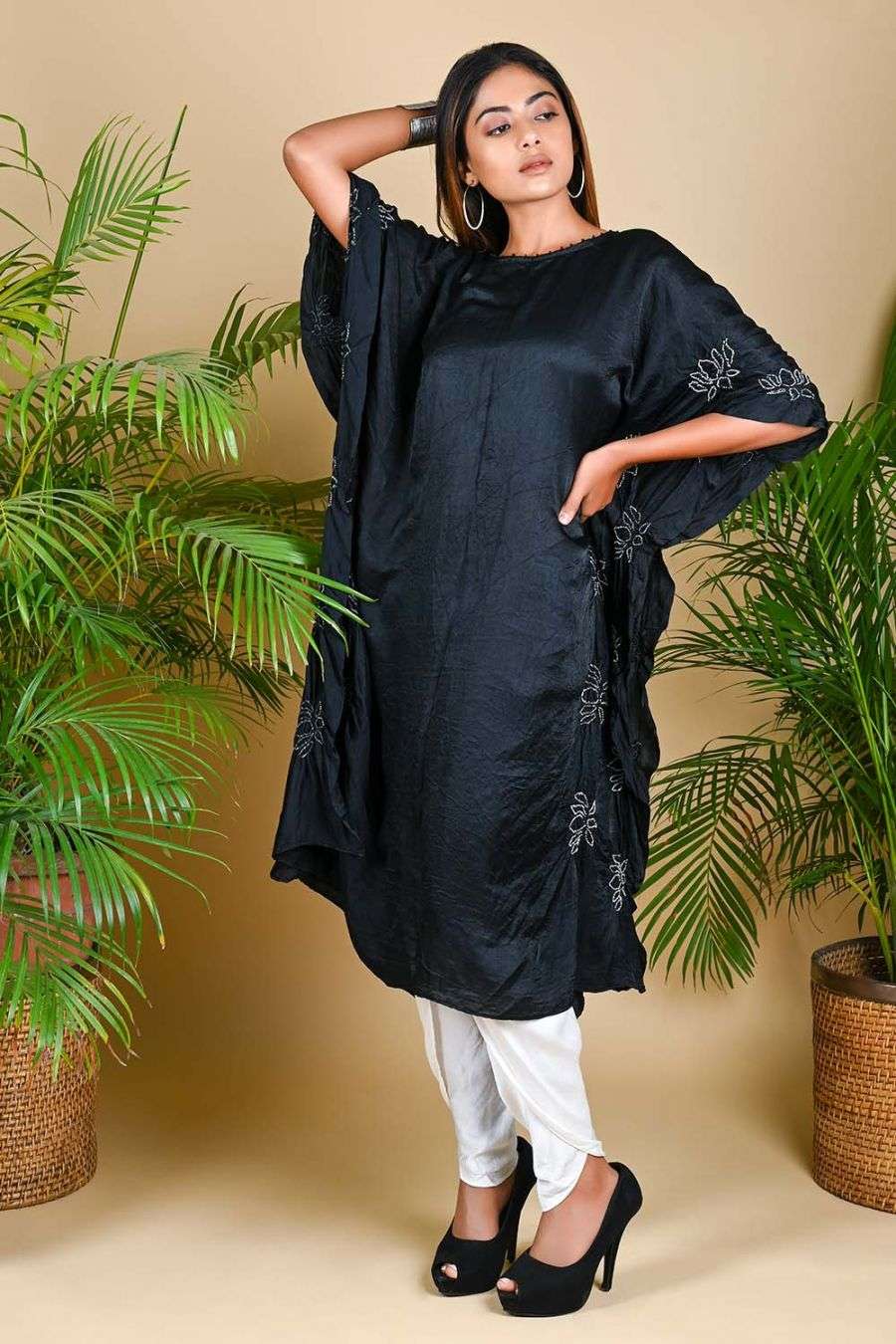 black silk kaftan
