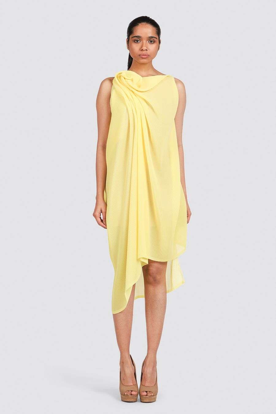 Yellow draped dress Clearance