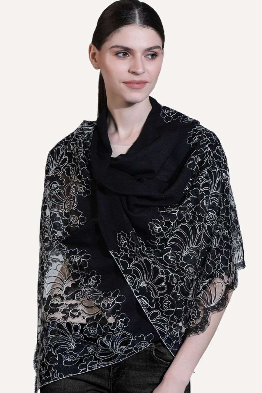Buy Lace Wonderland Chantilly Lace Scarf Designer Wear Ensemble