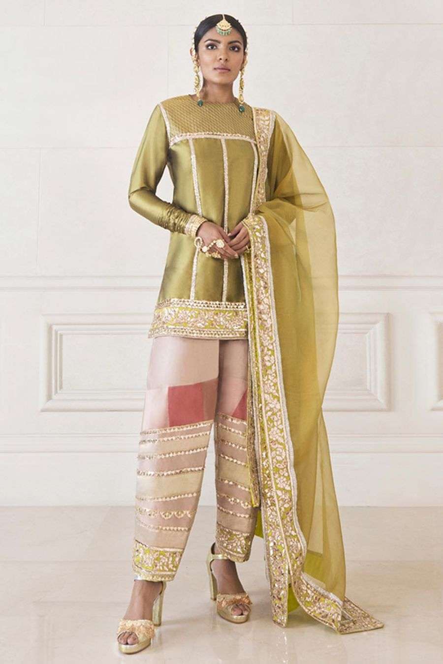 Buy Short Olive Green Kurta Set With Badla Embroidery Designer Wear Ensemble When you place your order at the end of the online checkout process (i.e. short olive green kurta set with badla embroidery