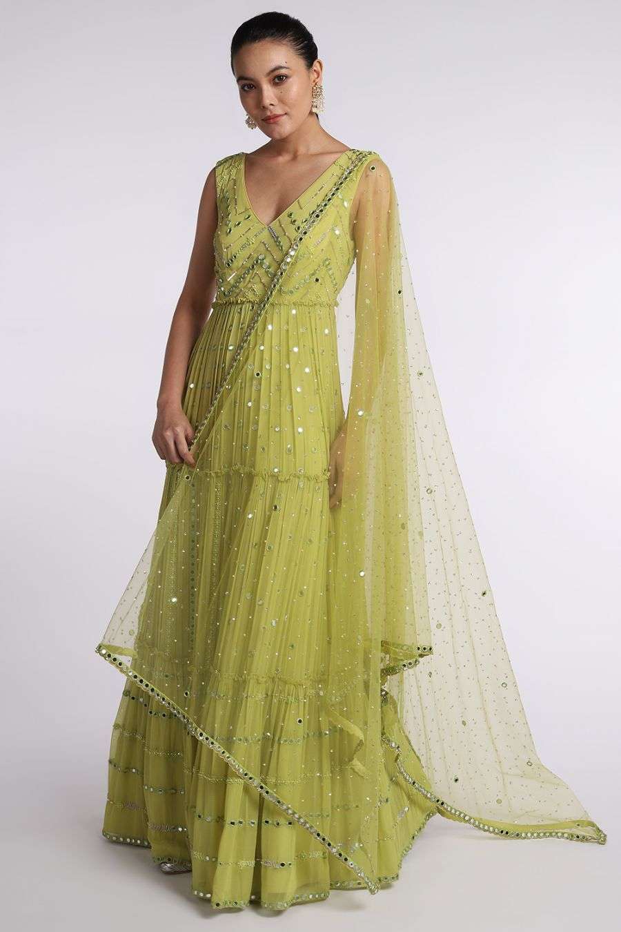 lime green anarkali