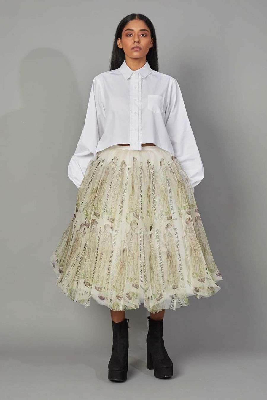long tulle organza skirt