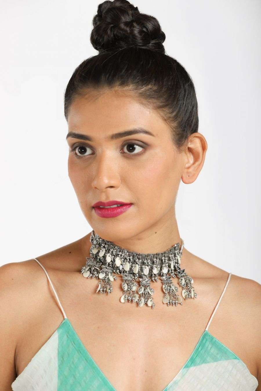Buy Silver choker necklace -Designer 