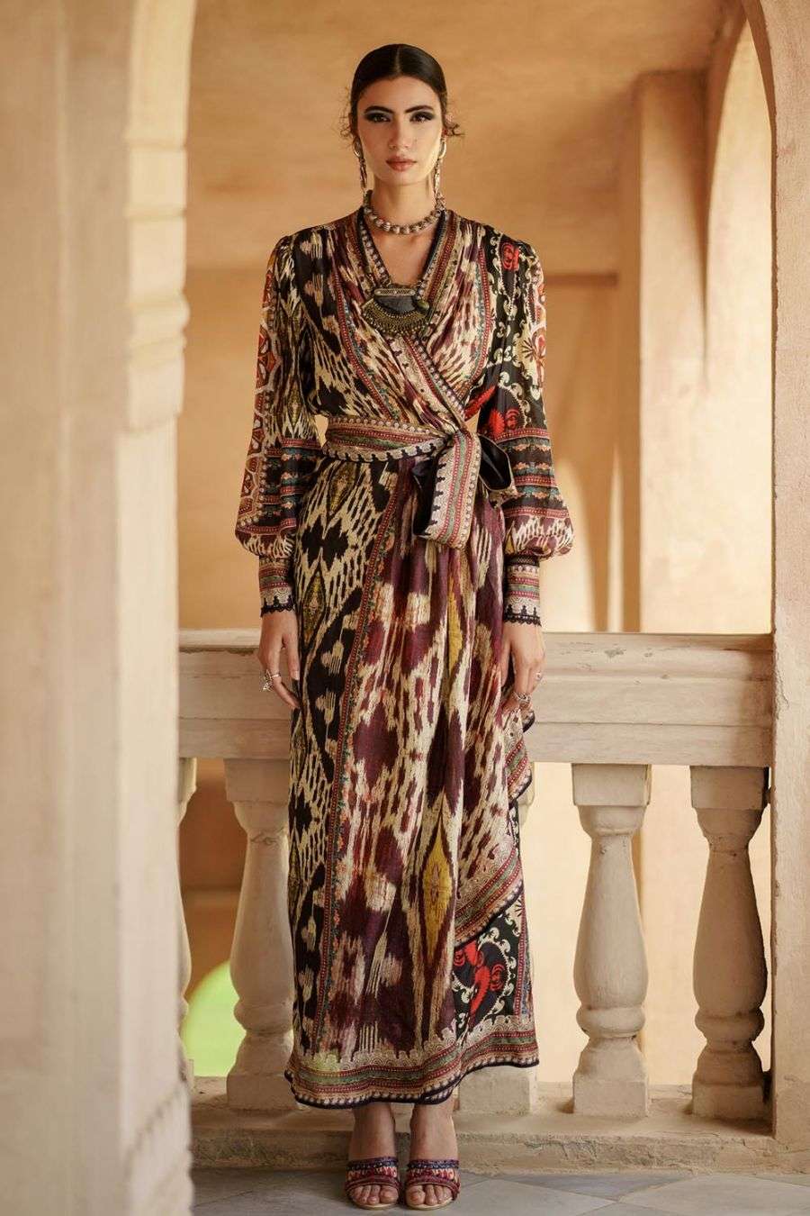 silk wrap maxi dress