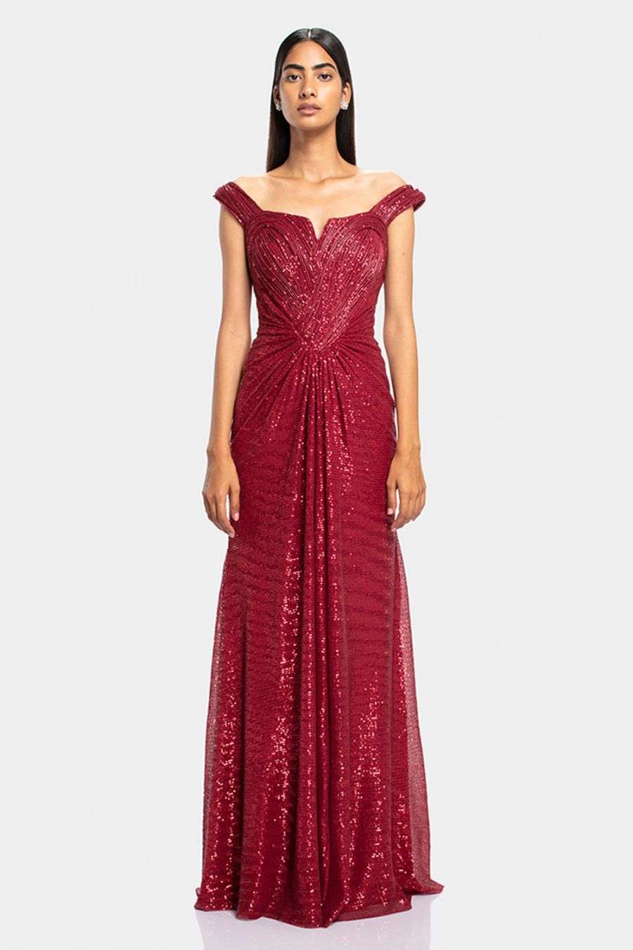 red sequin gown