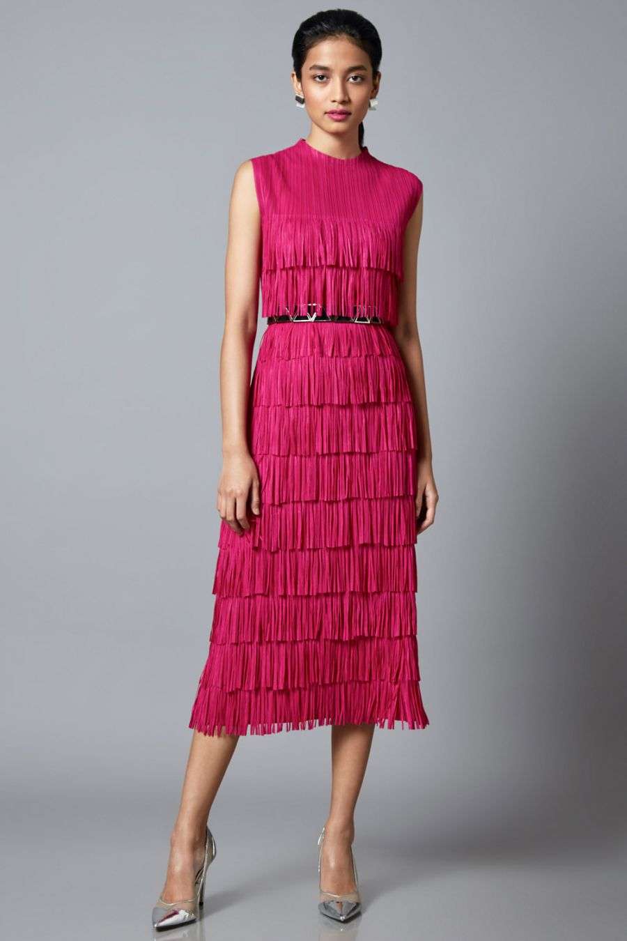 hot pink fringe dress