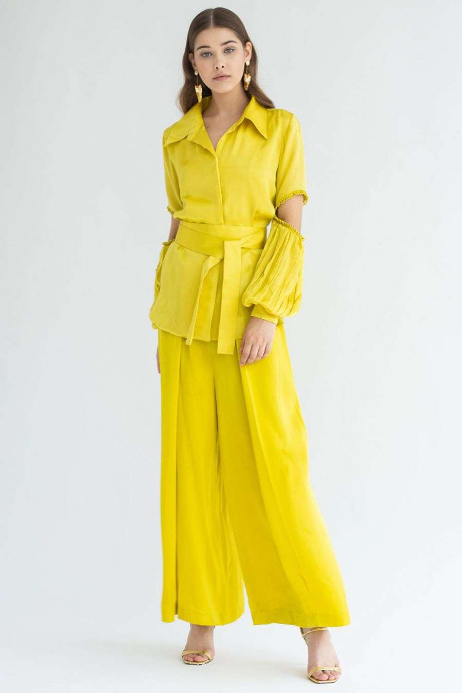 wide legged pleated pants