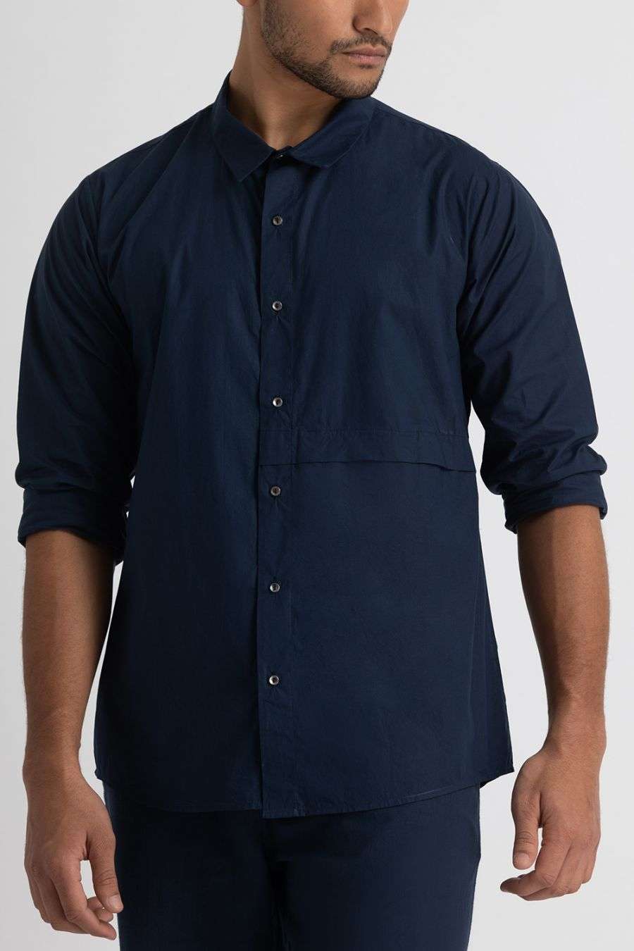 Buy Navy blue front pocket shirt 
